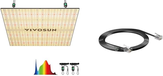 VIVOSUN VS4000 LED Grow Light and RJ11 Cable Male to Male, Connects Grow Lights to GrowHub Controller E42A, Telephone Extension Cord for RJ11 to RJ11 Devices, 10 Feet VIVOSUN VS4000 LED Grow Light and RJ11 Cable Male to Male, Connects Grow Lights to GrowHub Controller E42A, Telephone Extension Cord for RJ11 to RJ11 Devices, 10 Feet
