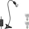 SANSI LED Grow Lights for Indoor Plants, Lifetime Free Bulb Replacement, 450W Full Spectrum Gooseneck Clip Plant Grow Light, Plant Light with Timer 4/8/12 Hrs + 3Pack 10W Grow Light Bulb 4