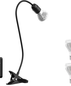 SANSI LED Grow Lights for Indoor Plants, Lifetime Free Bulb Replacement, 150W Full Spectrum Gooseneck Clip Plant Grow Light, Plant Light with Timer 4/8/12 Hrs + 2 Pack 10W Grow Light Bulb