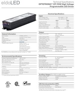 eldoLED | 57505 * 2743XH OTi100W/UNV/1600C/2DIM+/P6/AUX OPTOTRONIC Programmable LED Driver – 100W 1050mA Auxiliary 2