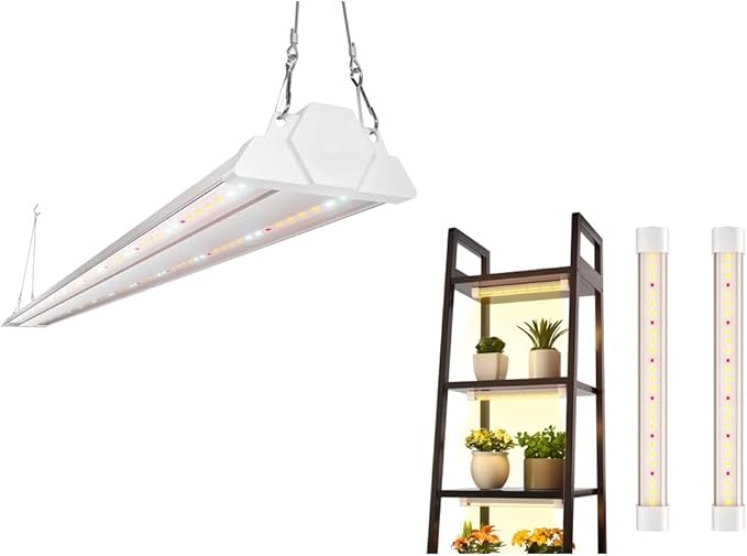 FREELICHT 3 Pack LED Grow Light, 4FT (2X 1FT) Grow Lights for Indoor Plants, Sunlike Full Spectrum, 60W+20W(2 x 10W), Linkable T8 Grow Light Strips for Greenhouse Plant Shelf Succulent Seeding FREELICHT 3 Pack LED Grow Light, 4FT (2X 1FT) Grow Lights for Indoor Plants, Sunlike Full Spectrum, 60W+20W(2 x 10W), Linkable T8 Grow Light Strips for Greenhouse Plant Shelf Succulent Seeding