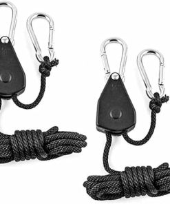 4pcs 1/8 Inch Heavy Duty Adjustable Grow Light Ratchet Rope Hanger for Grow Light Fixtures Gardening