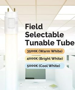 Euri Lighting ET8-15W50SH, 4FT CCT Tunable Hybrid T8 (Works with or Without Ballast) 15W 2000lm, 35K, 4K, 5K, AC120~277V, Single & Double End Power, Shatterproof Glass, NSF, DLC5.1 2