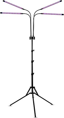MEGHALI Tripod Four Head Grow Lights with Remote Control Timing Led Clip Plant Light Indoor Plant Lamp for Vegetable Succulent Herb Seedlings Garden