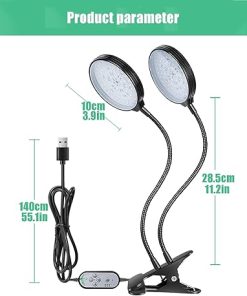 1-4 Heads LED Grow Light, Full Spectrum Clip Plant Growing Lamp, 5-Segment Dimming Mode, 3 Fill Light Conversion Modes, 4/8/12H Timer, Idea for Small Plant Light (Size : 2pcs) () 2