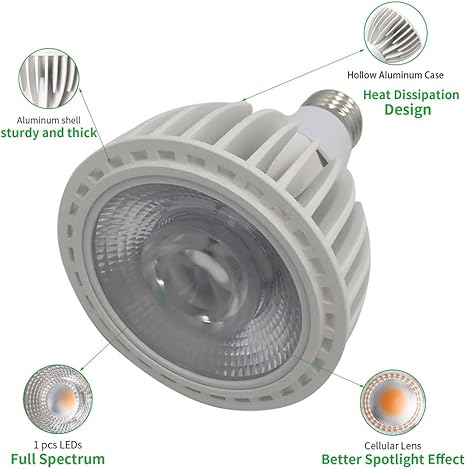 LED PAR30 Grow Light Bulb, 30W E27 6000K LED Plant Light Bulb,COB Lamp Bead LED Grow Lights for Indoor Plants Full Spectrum, Energy Saving Grow Lamp for Seeding Growing 2 LED PAR30 Grow Light Bulb, 30W E27 6000K LED Plant Light Bulb,COB Lamp Bead LED Grow Lights for Indoor Plants Full Spectrum, Energy Saving Grow Lamp for Seeding Growing - Image 2