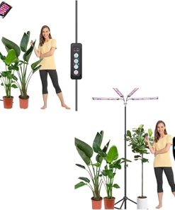 Indoor Plant Lights, Adjustable Tripod Standing Grow Light, Dimmable Grow Light Lamp for Indoor Plants, 6/12/16h Timer Standing Plant Grow Lights Indoor for Large Tall Plants