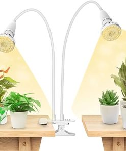 SANSI LED Grow Lights for Indoor Plants, 300W Full Spectrum 2-Head Gooseneck Grow Lamp with Ceramic Tech, 20W Power Clip-on High PPFD Plant Light with Optical Lens, 30W Grow Lights Kits 2