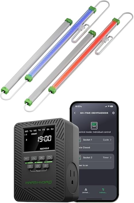 MARS HYDRO 2025 New ADlite RB30 30Wx2 Led Grow Lights Bars for Indoor Plants 440nm & 660nm Spectrum 2×2 FT Coverage Red and Blue Grow Light with ITime 2-in-1 Smart Timer Outlet Dual Outlet App Control MARS HYDRO 2025 New ADlite RB30 30Wx2 Led Grow Lights Bars for Indoor Plants 440nm & 660nm Spectrum 2x2 FT Coverage Red and Blue Grow Light with ITime 2-in-1 Smart Timer Outlet Dual Outlet App Control