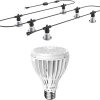 SANSI 3-Gooseneck Clip Plant Grow Light with Timer 4/8/12Hrs + Hanging Grow Light String for Indoor Outdoor, 6 Led Grow Light Bulbs 72W, IP65 Waterproof Plant Grow Lamp for Greenhouse Garden 4