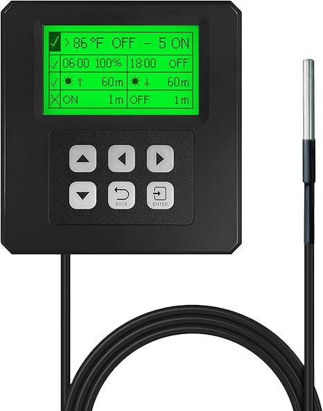 VBR-C100 Grow Light Controller Sunrise Sunset,Timing ON | Off,Power%,Cycle Switch,High Temperature Light Off.RJ11,RJ14. VBR-C100 Grow Light Controller Sunrise Sunset,Timing ON | Off,Power%,Cycle Switch,High Temperature Light Off.RJ11,RJ14.