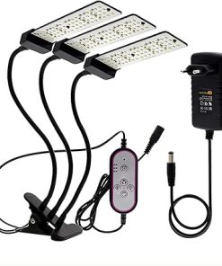1-4 Heads LED Grow Lights for Indoor Plants, Full Spectrum Plant Light with Stand or Clamp, 4/8/12H Timer, 5 Dimmable Level, Adjustable Gooseneck, Idea for Small Plant Light (Size : 3Heads) ()