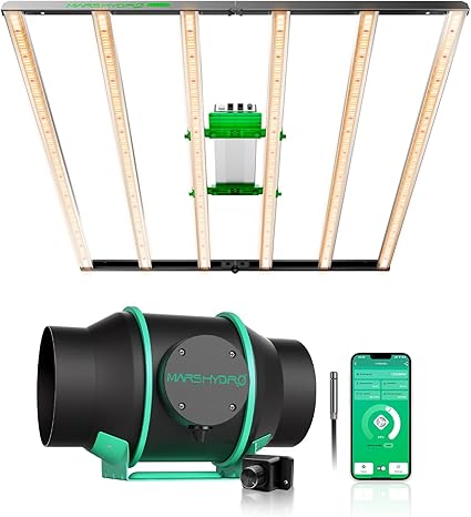 MARS HYDRO 2024 New FC-E6500 Foldable LED Grow Light 5x5ft 730Watt with iFresh 6 Inch Smart Inline Duct Fan with Variable Speed Controller MARS HYDRO 2024 New FC-E6500 Foldable LED Grow Light 5x5ft 730Watt with iFresh 6 Inch Smart Inline Duct Fan with Variable Speed Controller