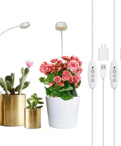 SANSI Grow Lights for Indoor Plants, LED Pot Clip Plant Light for Growing, 4000K Full Spectrum Plant Growing Lamp with 4-Level Dimmable, Auto On Off Timing 3 6 12 Hrs for Small Plants, White 5V 2-Pack 2