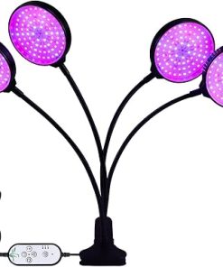 Full Spectrum Grow Light, Sunlike LED Grow Light with Blue Red Light Auto On/Off 4/8/12H Timer 5 Brightness Leves Clip Plant Growing Light for Indoor Plant lings Full Spectrum