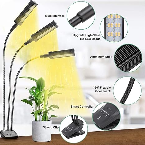 3 LED Grow Light 360° Adjustable Timed, Promote Photosynthesis, 3 Lighting Mode, Widely Application, for Greenhouse Office, 100‑240V (US Plug #11) 2 3 LED Grow Light 360° Adjustable Timed, Promote Photosynthesis, 3 Lighting Mode, Widely Application, for Greenhouse Office, 100‑240V (US Plug #11) - Image 2