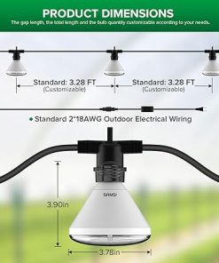SANSI 192W String LED Grow Light, 1500W Equiv. Full Spectrum 4000K Daylight Plant Light, 120° Wide Beam Angle IP54 Waterproof High PPFD LED Lamp Outdoor for Greenhouse 2
