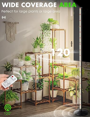 Standing Grow Lights for Indoor Plants with Remote|Timer, 6000K 243 LEDs Full Spectrum 48″ Tall Plant Light for Indoor Growing, Wide Coverage 2 Standing Grow Lights for Indoor Plants with Remote|Timer, 6000K 243 LEDs Full Spectrum 48" Tall Plant Light for Indoor Growing, Wide Coverage - Image 2