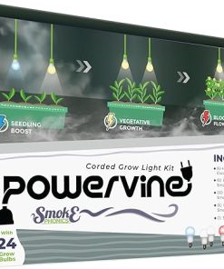 Miracle LED Smokephonics Powervine Seed to Flower Indoor Grow Light Kit – Includes 1 Blue, 2 Full, 1 Red Spectrum 150W Replacement Grow Light Bulbs & 1 2-Socket Corded Fixture (6-Pack)
