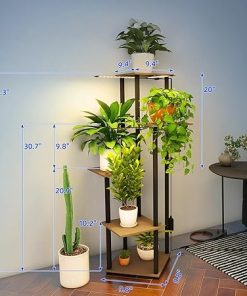 Barrina Plant Stand With Grow Lights Full Spectrum, 5 Tier Potted Corner Plant Shelf With LED Panel, Dimmable 24W (3 x 8W) Timer for Patio Garden, Living Room 2
