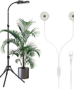 SANSI LED Puck Grow Light with 2-Head Lamp for Plants, Floor Lamp Grow Lights for Indoor Plants Full Spectrum