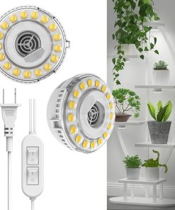 SANSI LED Puck Grow Light with 2-Head Lamp for Plants, Floor Lamp Grow Lights for Indoor Plants Full Spectrum 2