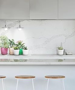 Miracle LED Kitchen Gardener DesignerLine Indoor Grow Kit Part #603722-Includes 2 Absolute Daylight Full Spectrum 100W Replace Grow Bulbs & 1 2-Socket Silver Hanging Lights with Shade & Timer (6-Pack) 2