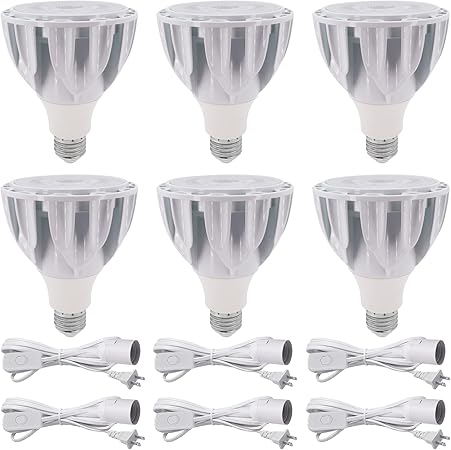 PAR30 LED Grow Lights with Plug-in Hanging Cord 15 Watt COB Full Spectrum Plant Light Bulb (120 Watt Eqv.) Grow Lamp Bulb for Indoor Plants Flowers Greenhouse Seed Starting (6 PCS) PAR30 LED Grow Lights with Plug-in Hanging Cord 15 Watt COB Full Spectrum Plant Light Bulb (120 Watt Eqv.) Grow Lamp Bulb for Indoor Plants Flowers Greenhouse Seed Starting (6 PCS)