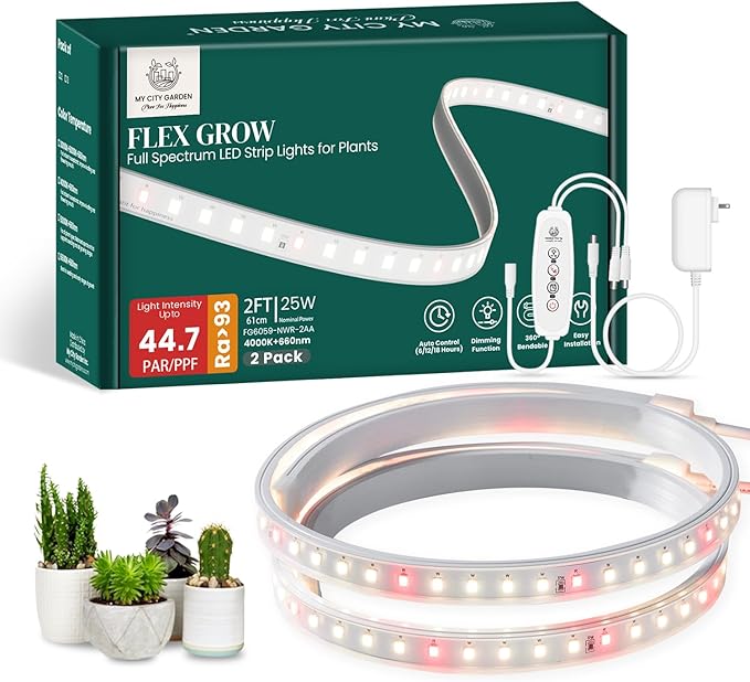 2FT LED Grow Light Strips, 4000K, IP65 Full Spectrum Plant Grow Light, Bendable, 2326 Lumens LED Grow Light Strip for Shelves, Cabinet, Ideal for Indoor Plants, Flowers, Leafy Green & Herbs, 2-Pack 2FT LED Grow Light Strips, 4000K, IP65 Full Spectrum Plant Grow Light, Bendable, 2326 Lumens LED Grow Light Strip for Shelves, Cabinet, Ideal for Indoor Plants, Flowers, Leafy Green & Herbs, 2-Pack
