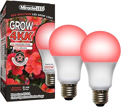 Miracle LED 4KK Professional Indoor Grow Light Bulb – 4000K Red Spectrum Replace 150W Grow Bulbs for Vegetables, Herbs, Hydroponics. (2-Pack) Miracle LED 4KK Professional Indoor Grow Light Bulb – 4000K Red Spectrum Replace 150W Grow Bulbs for Vegetables, Herbs, Hydroponics. (2-Pack)