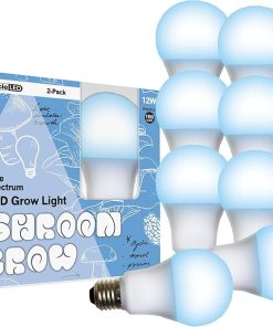 Miracle LED Shroom Grow Indoor LED Grow Bulbs for Oyster, Shiitake, Lions Mane Mushrooms ect. with Ultra Grow Blue Spectrum Replace 150W LED Grow Bulbs (8-Pack)
