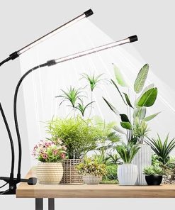 LED Grow Light, Full Spectrum Plant Light for Indoor Plants White and Red LEDs, Auto On/Off Timer 4/8/12H, Adjustable Height and Angle,5 Adjustable Brightness Levels