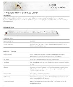 eldoLED | SL0760L 750MA LIN VLC *264KRY | 75W DALI-2 ‘Dim to Dark’ LED Driver | *264KRY OR *2582H0 2