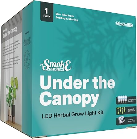 Miracle LED Smokephonics Under The Canopy Indoor Grow Light Kit – Double Plant Yield – Blue Spectrum 150W Replacement Grow Bulbs & 4-Socket Corded Fixture with SproutMatic Timer Miracle LED Smokephonics Under The Canopy Indoor Grow Light Kit - Double Plant Yield - Blue Spectrum 150W Replacement Grow Bulbs & 4-Socket Corded Fixture with SproutMatic Timer