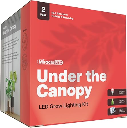 Miracle LED Under The Canopy Indoor Grow Light Kit – Double Plant Yield – Ultra Grow Red Spectrum 150W Replacement Grow Bulbs & 1-Socket Corded Fixture with SproutMatic Timer (2-Pack) Miracle LED Under The Canopy Indoor Grow Light Kit - Double Plant Yield - Ultra Grow Red Spectrum 150W Replacement Grow Bulbs & 1-Socket Corded Fixture with SproutMatic Timer (2-Pack)