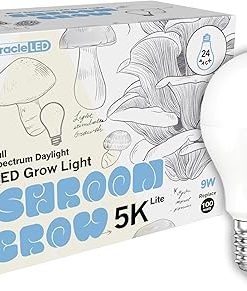 Miracle LED Shroom Grow Indoor LED Grow Bulbs for Oyster, Shiitake, Lions Mane Mushrooms ect. with Absolute Daylight Full Spectrum Replace 100W LED Grow Bulbs (24-Pack)