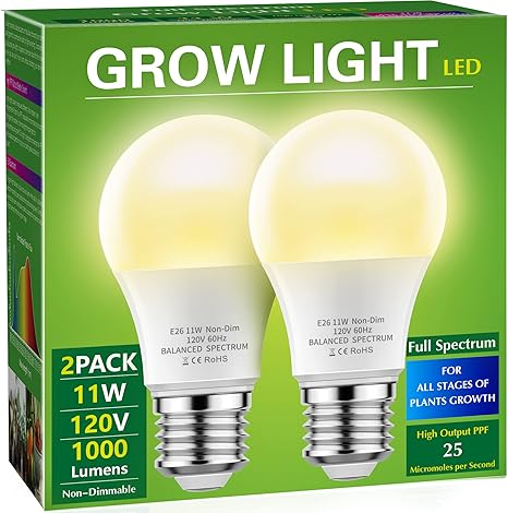 Briignite A19 Grow Light Bulb 2 Pack & Clip Grow Light Dual Head 2 Briignite A19 Grow Light Bulb 2 Pack & Clip Grow Light Dual Head - Image 2
