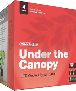 Miracle LED Under The Canopy Indoor Grow Light Kit – Double Plant Yield – Ultra Grow Red Spectrum 150W Replacement Grow Bulbs & 2-Socket Corded Fixture with SproutMatic Timer (4-Pack)