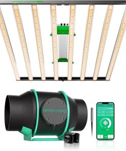 MARS HYDRO 2024 FC-E1000W Foldable Bar Style Led Grow Lights for Indoor Plants Diode Full Spectrum Growing Lamp with Mars Hdyro iFresh 6 Inch Smart Inline Duct Fan with Variable Speed Controller