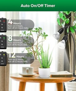 SANSI Dual Gooseneck Clip Plant Grow Light with Timer 4/8/12Hrs + Hanging Grow Light String for Indoor Outdoor, 6 Led Grow Light Bulbs 72W, IP65 Waterproof Plant Grow Lamp for Greenhouse Garden 2