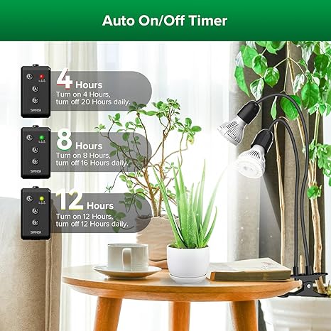 SANSI Dual Gooseneck Clip Plant Grow Light with Timer 4/8/12Hrs + Hanging Grow Light String for Indoor Outdoor, 6 Led Grow Light Bulbs 72W, IP65 Waterproof Plant Grow Lamp for Greenhouse Garden 2 SANSI Dual Gooseneck Clip Plant Grow Light with Timer 4/8/12Hrs + Hanging Grow Light String for Indoor Outdoor, 6 Led Grow Light Bulbs 72W, IP65 Waterproof Plant Grow Lamp for Greenhouse Garden - Image 2