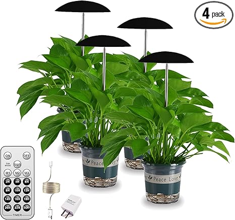 LED Grow Lights for Indoor Plants 4 Pack, Smart USB Small Full Spectrum Plant Lights with Remote, Height Adjustable, Auto On/Off Timer, Ideal for Home Decoration, Black LED Grow Lights for Indoor Plants 4 Pack, Smart USB Small Full Spectrum Plant Lights with Remote, Height Adjustable, Auto On/Off Timer, Ideal for Home Decoration, Black