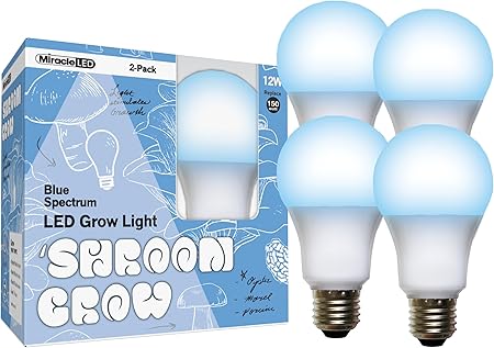 Miracle LED Shroom Grow Indoor LED Grow Bulbs for Oyster, Shiitake, Lions Mane Mushrooms ect. with Ultra Grow Blue Spectrum Replace 150W LED Grow Bulbs (4-Pack) Miracle LED Shroom Grow Indoor LED Grow Bulbs for Oyster, Shiitake, Lions Mane Mushrooms ect. with Ultra Grow Blue Spectrum Replace 150W LED Grow Bulbs (4-Pack)