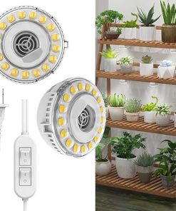 SANSI Puck Grow Light with Timer Auto On Off 4 8 12 Hrs, 4-Level Dimmable Dimmable Grow Light Bulb, 5W Full Spectrum with Remote Control, Auto On Off Timing 4 8 12 Hrs