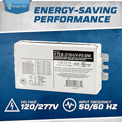 OHLECTRIC 2 Pack – Replacement for Keystone KTEB-218-UV-PS-DW | 2 Lamp Compact Fluorescent Electronic Ballast | 18 Watts & 120-277V Input | High Power Factor & Program Start | UL Listed 2 OHLECTRIC 2 Pack - Replacement for Keystone KTEB-218-UV-PS-DW | 2 Lamp Compact Fluorescent Electronic Ballast | 18 Watts & 120-277V Input | High Power Factor & Program Start | UL Listed - Image 2