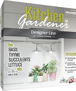 Miracle LED Kitchen Gardener DesignerLine Indoor Grow Kit Part #603722-Includes 2 Absolute Daylight Full Spectrum 100W Replace Grow Bulbs & 1 2-Socket Silver Hanging Lights with Shade & Timer (6-Pack)