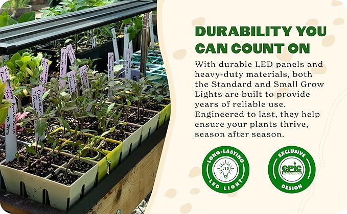 Epic Gardening Seed Starting Bundle – Heat Mat & Standard Full-Spectrum Grow Light | Heavy-Duty 10″ x 20.75″ Mat & Adjustable LED Light with Timer | Indoor Germination, Seedling Growth & Plant Care 2 Epic Gardening Seed Starting Bundle - Heat Mat & Standard Full-Spectrum Grow Light | Heavy-Duty 10" x 20.75" Mat & Adjustable LED Light with Timer | Indoor Germination, Seedling Growth & Plant Care - Image 2