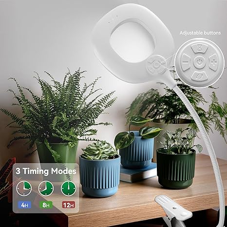 Grow Lights for Indoor Plants, Clip-on Pot LED Plant Lights for Small Plant, Red Blue White Full Spectrum Grow Lamp with Adjustable Gooseneck, 4/8/12H Timer & 10 Level Dimmable Brightness, 2 Packs 2 Grow Lights for Indoor Plants, Clip-on Pot LED Plant Lights for Small Plant, Red Blue White Full Spectrum Grow Lamp with Adjustable Gooseneck, 4/8/12H Timer & 10 Level Dimmable Brightness, 2 Packs - Image 2