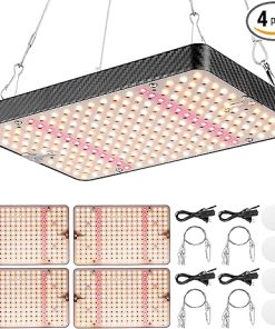 Grow Lights (4 Pack), Hanging Grow Lights for Indoor Plants, 200W UV-IR Full Spectrum Led Grow Light for Seedling Veg and Bloom