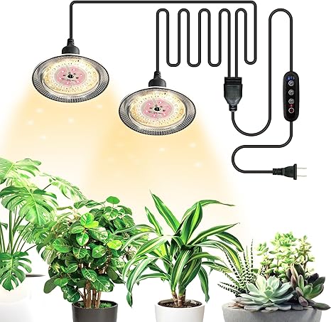 Grow Light Bulbs Indoor Plants Lights Adjustable Cord,Timer, Full Spectrum Plant Growing Lamp for Seedling,Greenhouse,Seedlings (2 Lights (14.7ft)) Grow Light Bulbs Indoor Plants Lights Adjustable Cord,Timer, Full Spectrum Plant Growing Lamp for Seedling,Greenhouse,Seedlings (2 Lights (14.7ft))